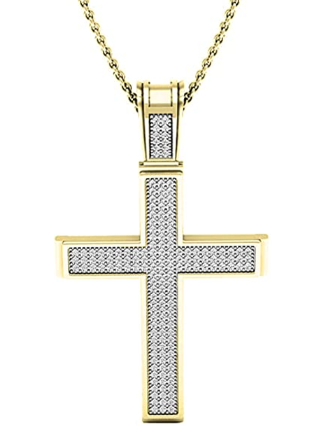 cruz de oro con diamantes hombre