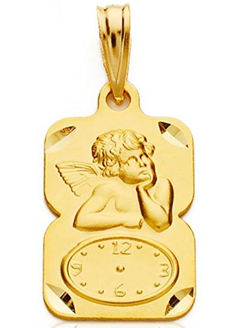 medalla ángel de la guarda con reloj